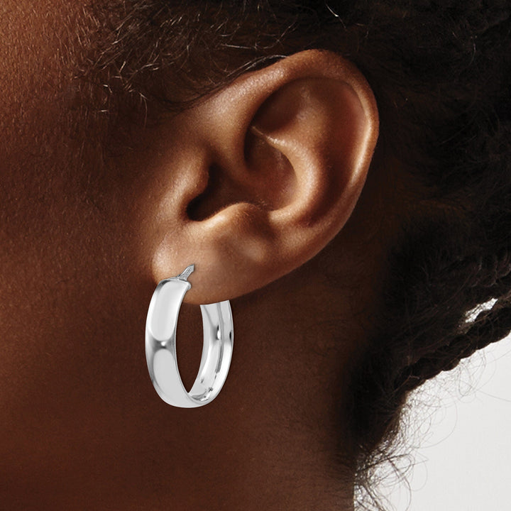 Silver Rhodium Oval Hoop Earrings