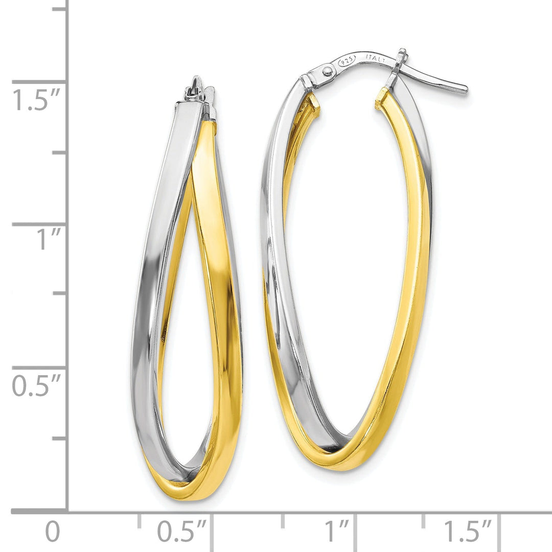 Sterling Silver Gold-tone Polished Finish Hoop Earrings