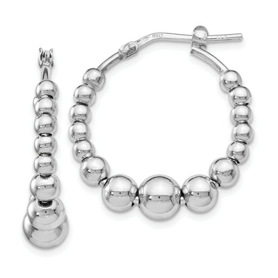 Silver Polished Beaded Hoop Earrings at $ 89.78 only from Jewelryshopping.com
