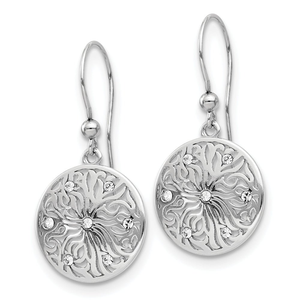 Silver Polished C.Z Dangle Earrings