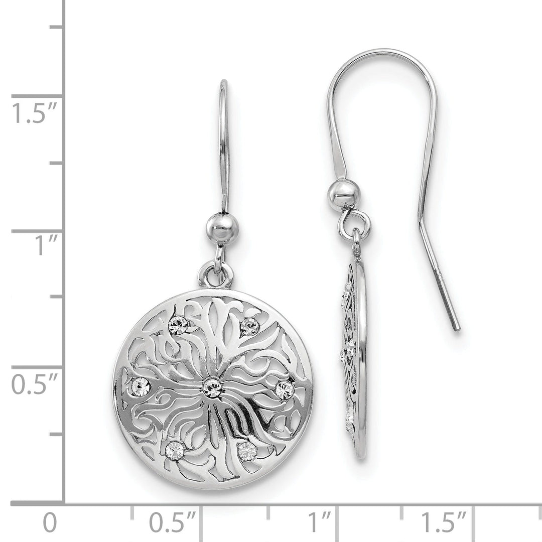 Silver Polished C.Z Dangle Earrings