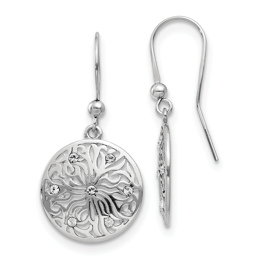 Silver Polished C.Z Dangle Earrings