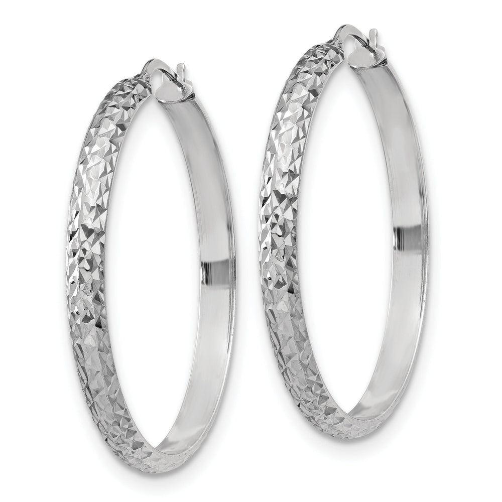 Silver Polished Textured D.C Hoop Earrings