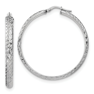 Silver Polished Textured Hoop Earrings at $ 67.89 only from Jewelryshopping.com