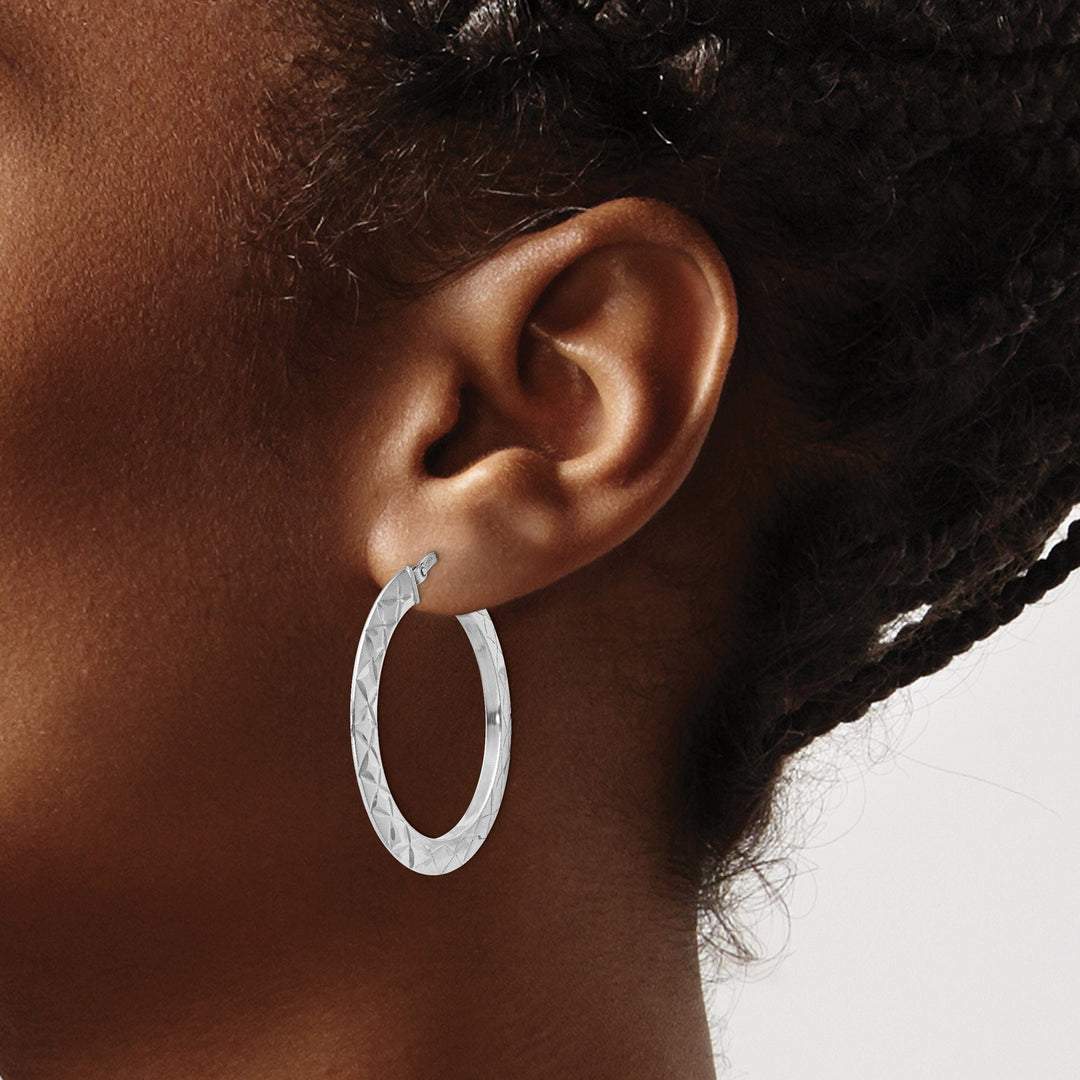 Sterling Silver Polished and D.C Hoop Earrings