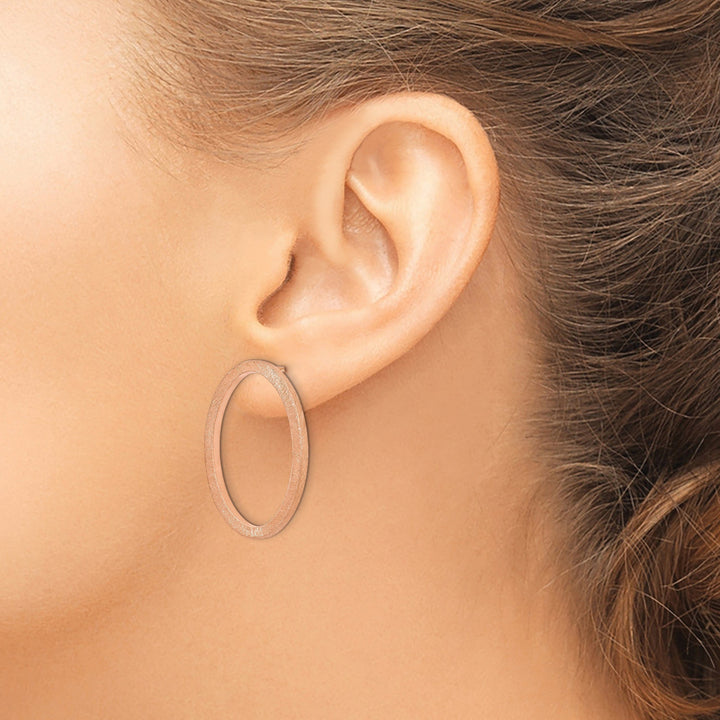 Sterling Silver Rose Gold-tone Oval Earrings