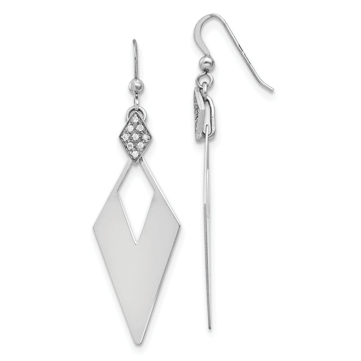 Silver Crystal Diamond Shape Dangle Earrings