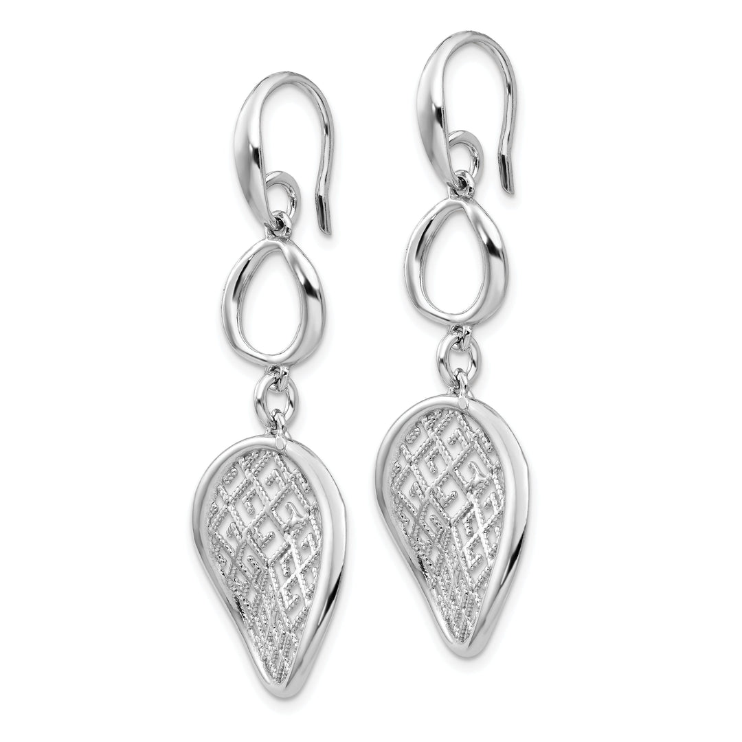 Silver Rhodium-plated Filigree Dangle Earrings