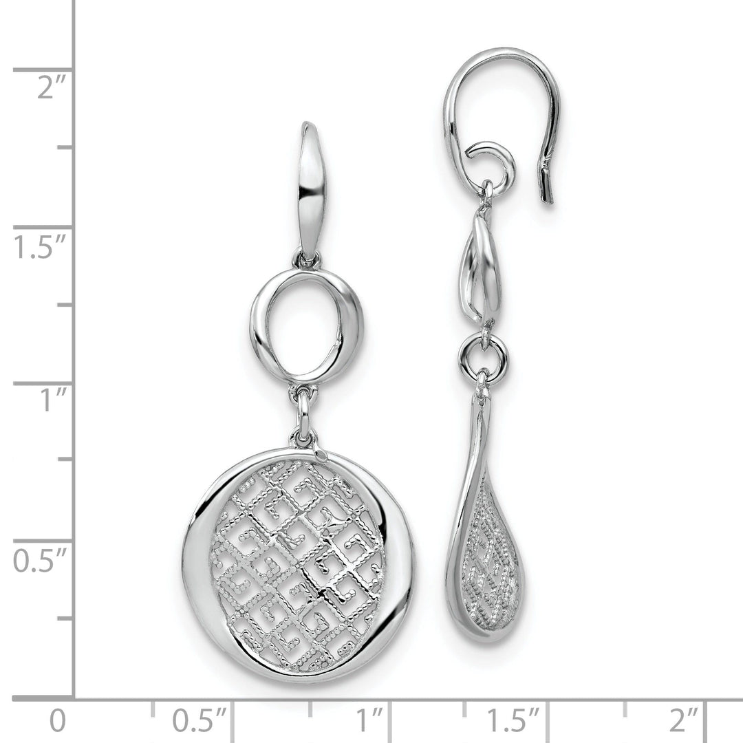 Silver Rhodium-plated Filigree Dangle Earrings
