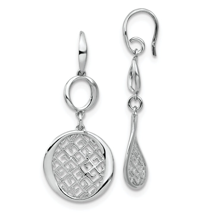 Silver Rhodium-plated Filigree Dangle Earrings