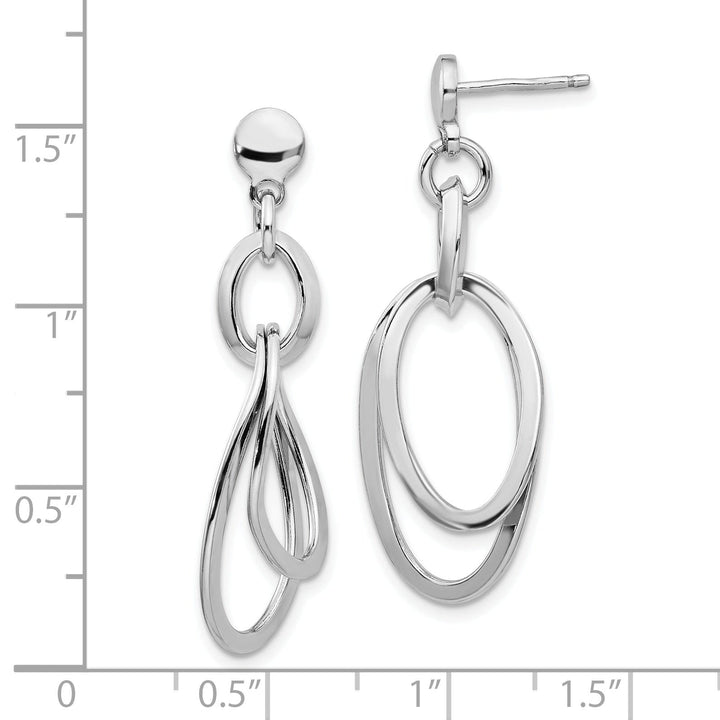 Silver Rhodium-plated Polished Dangle Earrings