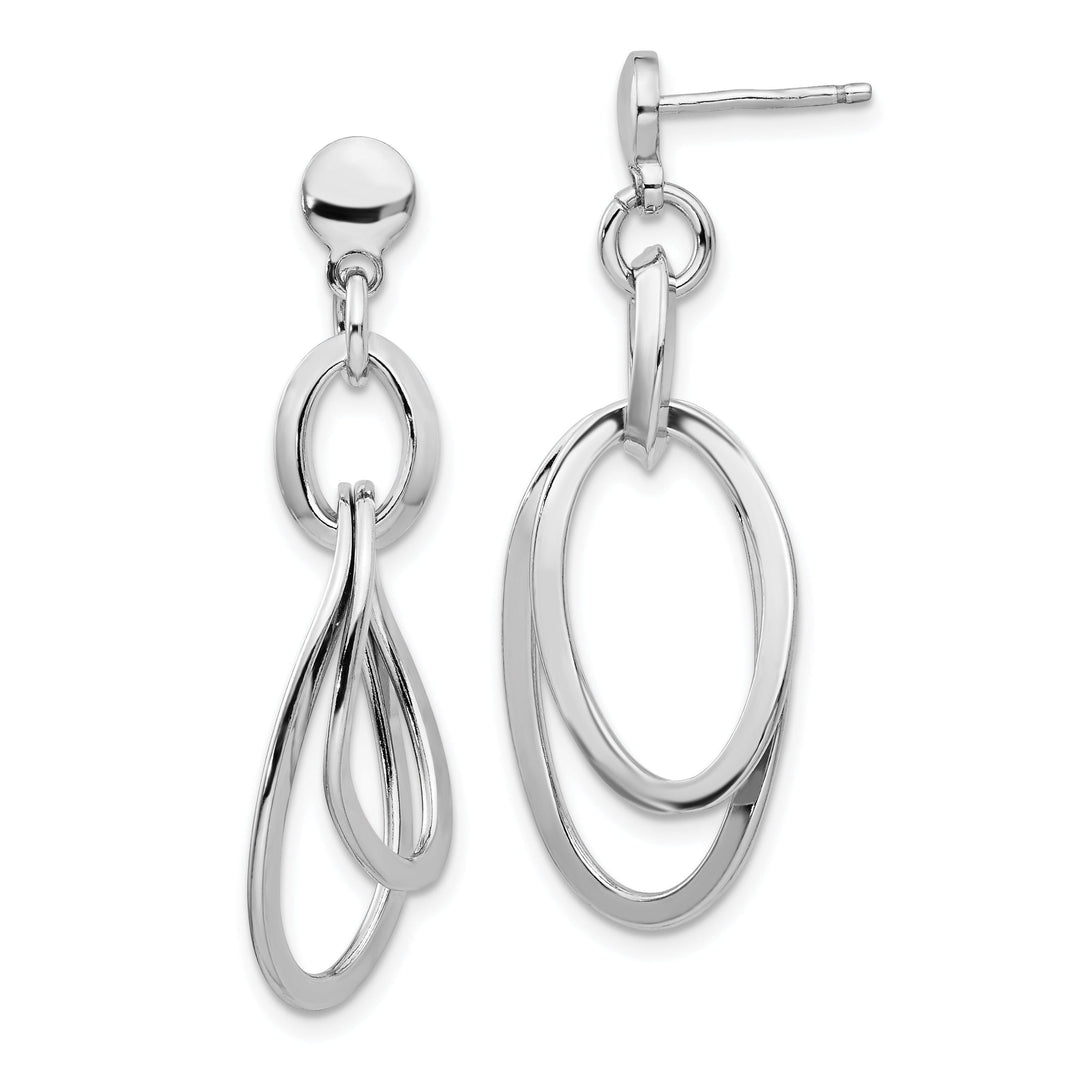 Silver Rhodium-plated Polished Dangle Earrings