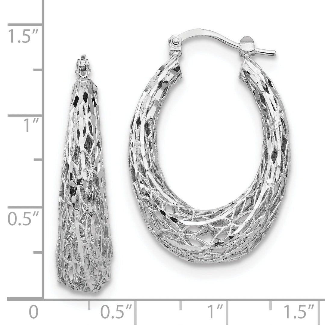 Sterling Silver Polished D.C Oval Hoop Earrings