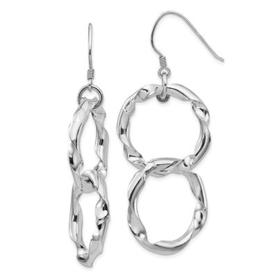 Silver Polished Twisted Circles Dangle Earrings at $ 63 only from Jewelryshopping.com