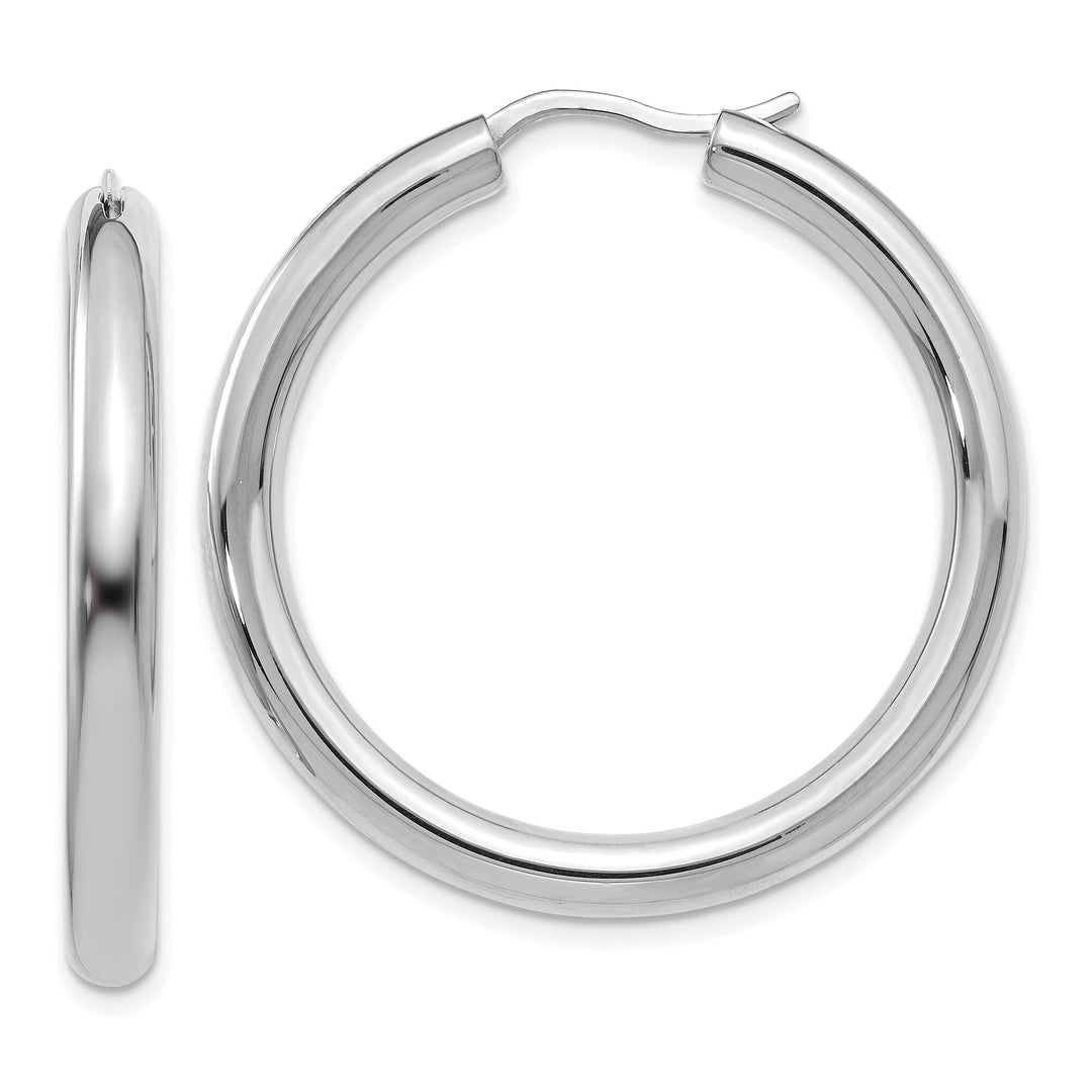 Sterling Silver Rhodium 3.5MM Tube Earrings