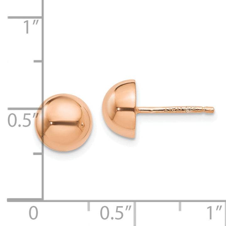 Silver Rose Gold Polished 8-9MM Button Earrings