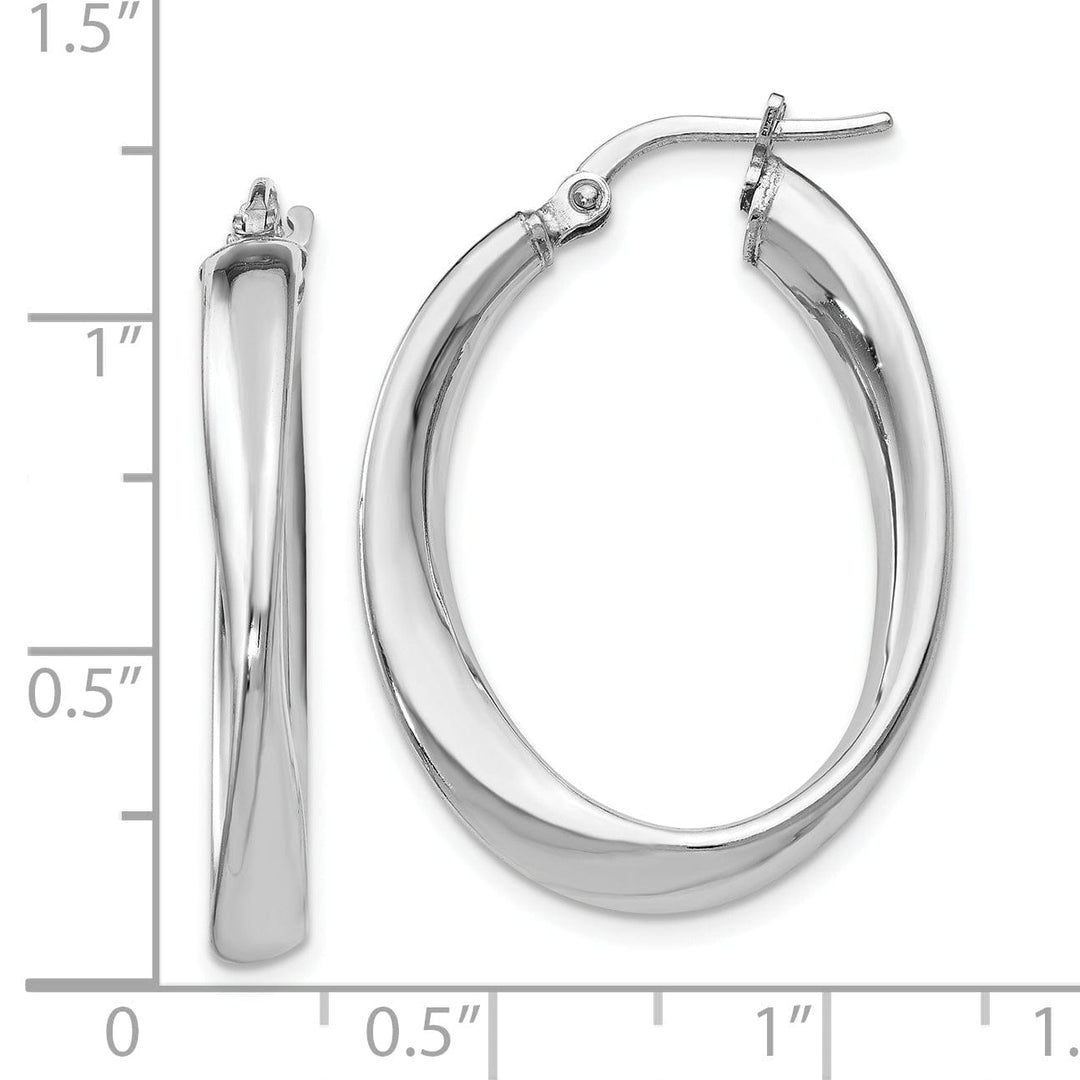 Sterling Silver Twisted Oval Hoop Earrings