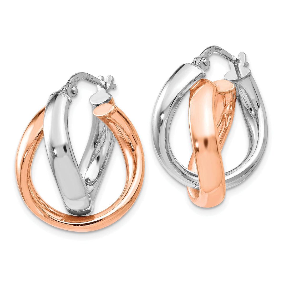 Sterling Silver Rose Gold Double Hoop Earrings