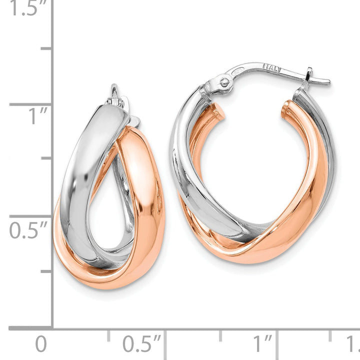 Sterling Silver Rose Gold Double Hoop Earrings