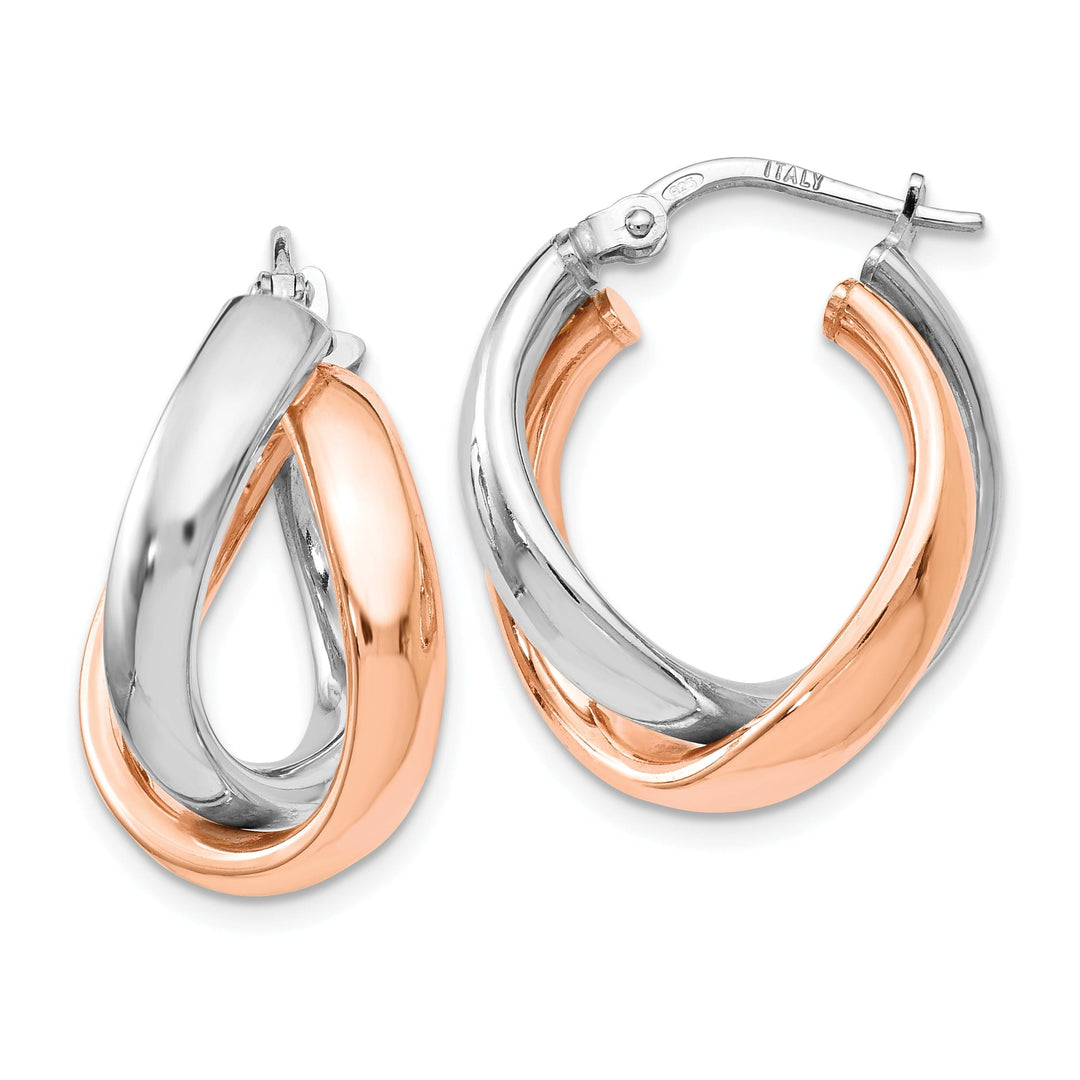 Sterling Silver Rose Gold Double Hoop Earrings