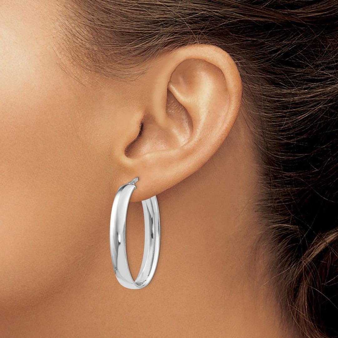 Sterling Silver Oval Hinged Hoop Earrings