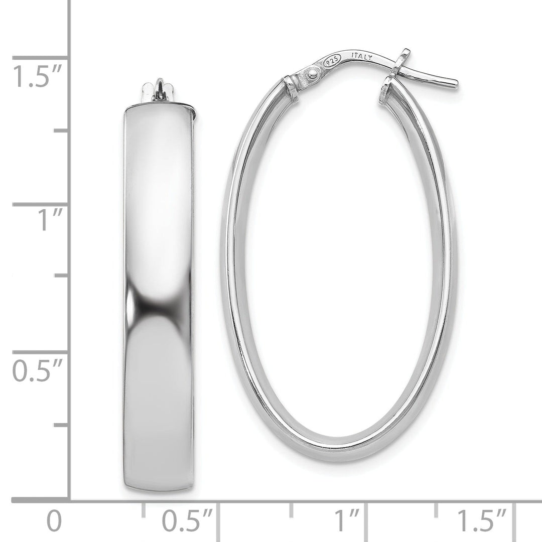 Sterling Silver Oval Hinged Hoop Earrings