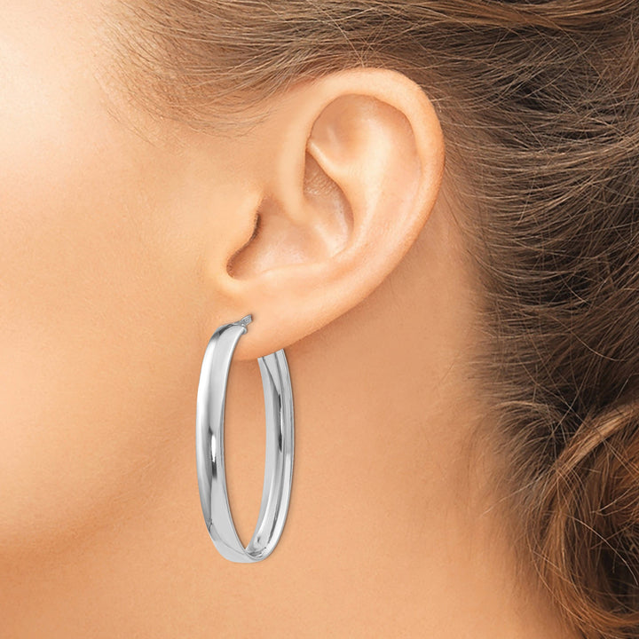 Sterling Silver Oval Hinged Hoop Earrings