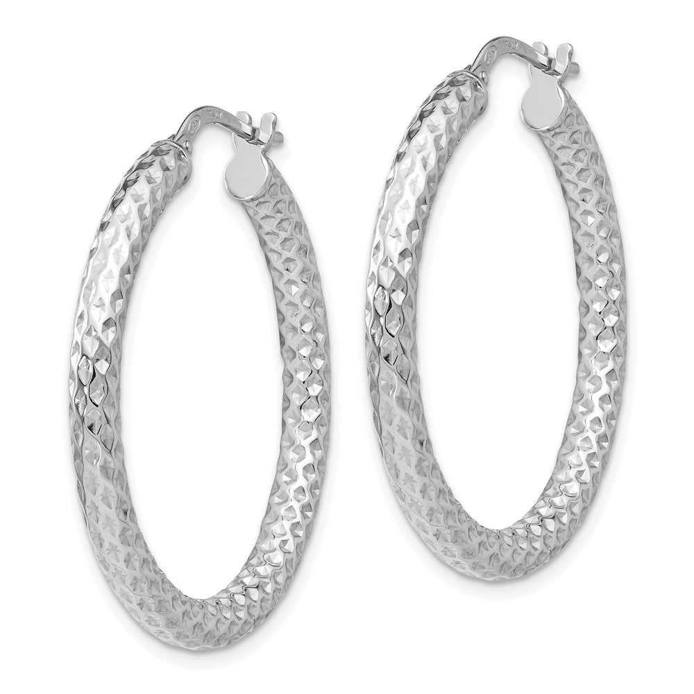 Sterling Silver Textured Hinged Hoop Earrings