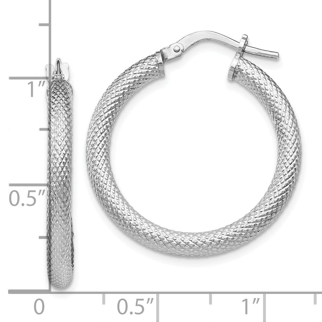 Sterling Silver Textured Hinged Hoop Earrings