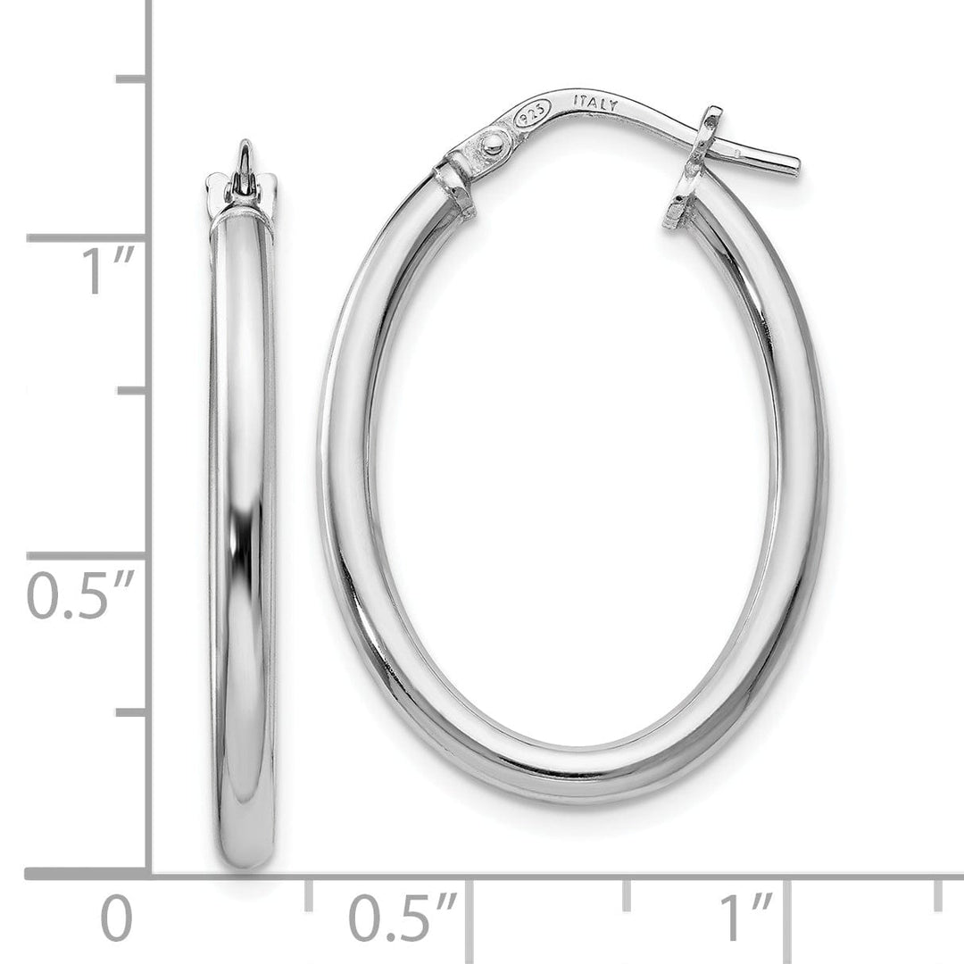 Sterling Silver Oval Hinged Hoop Earrings