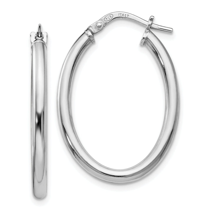 Sterling Silver Oval Hinged Hoop Earrings