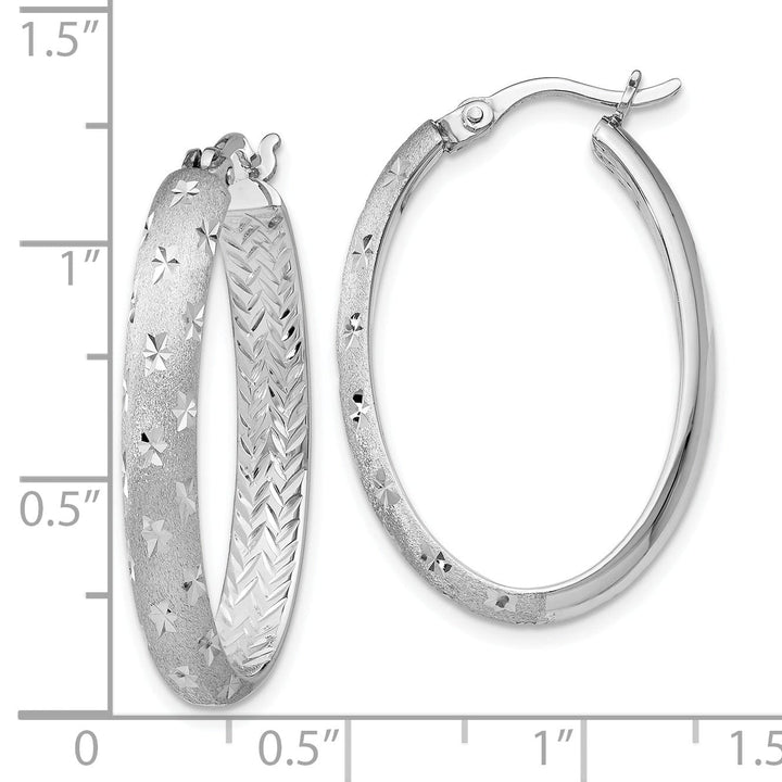 Sterling Silver Rhodium In Out D.C Oval Earring