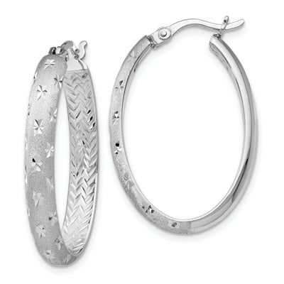 Sterling Silver Rhodium In Out D.C Oval Earring