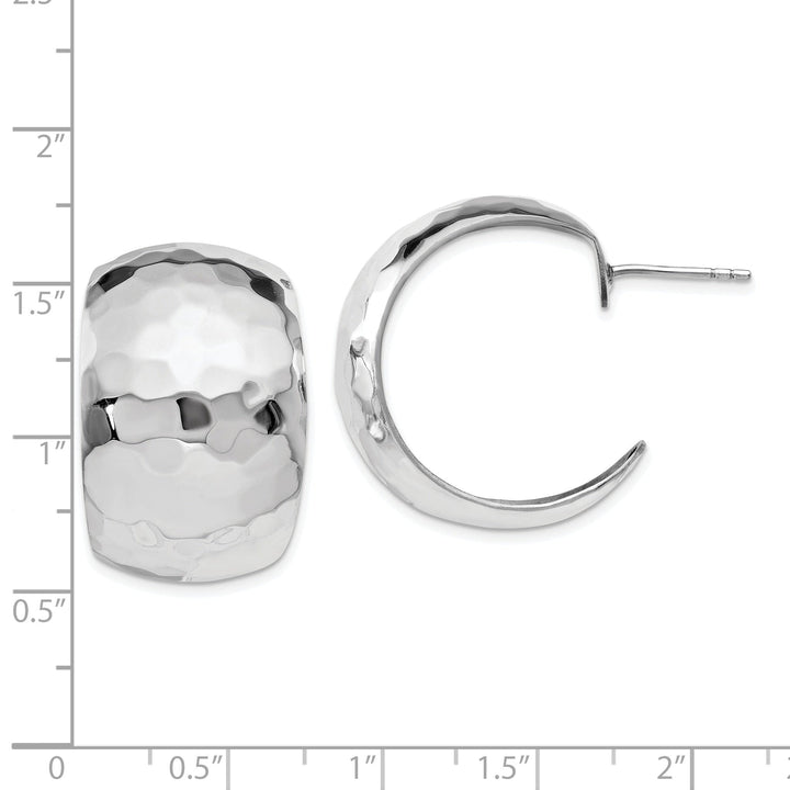 Sterling Silver Polished Hammered Post Earrings