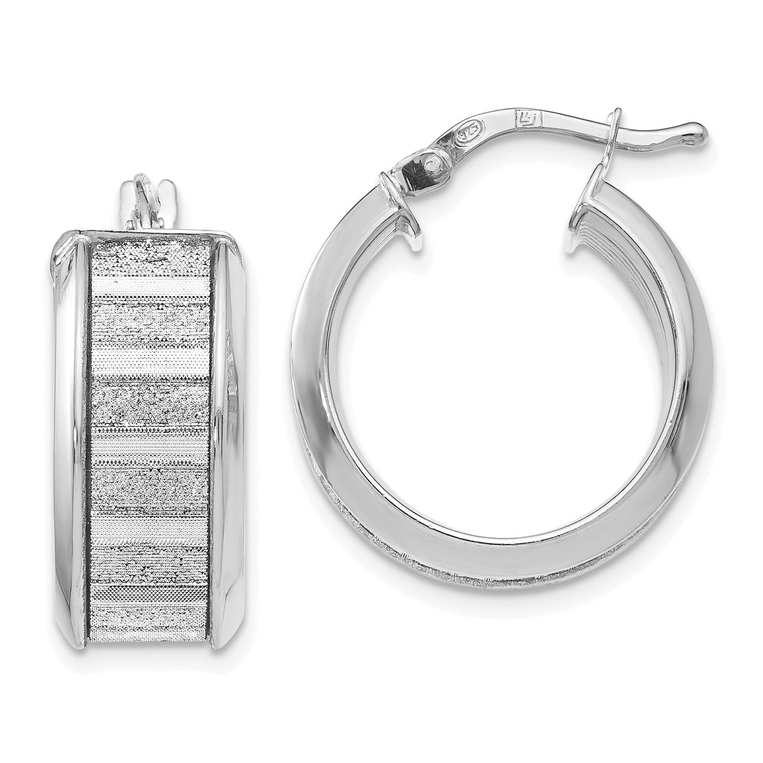 Silver Polished Glimmer Infused Hoop Earrings