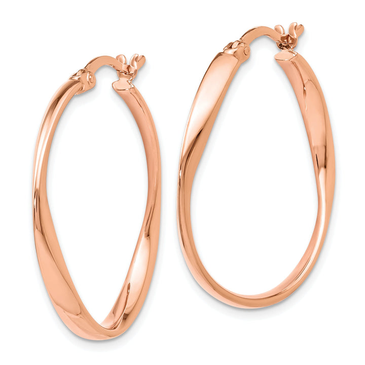 Silver Rose Gold-plated Polished Hoop Earrings