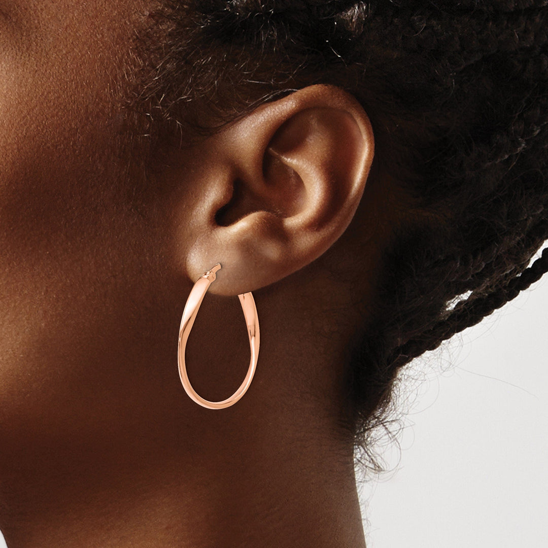 Silver Rose Gold-plated Polished Hoop Earrings