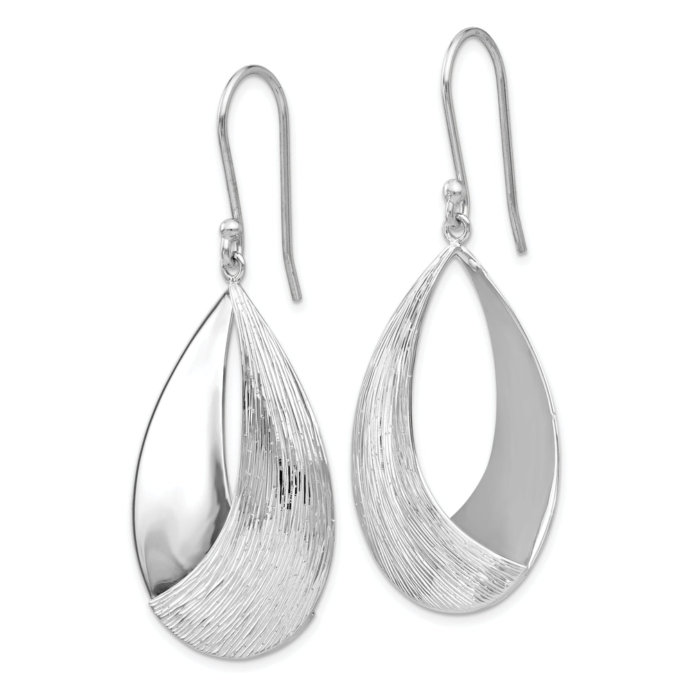 Sterling Silver Polish Textured Dangle Earrings