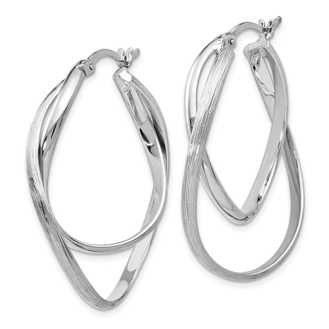 Sterling Silver Polished Textured Hoop Earrings