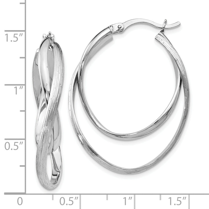 Sterling Silver Polished Textured Hoop Earrings