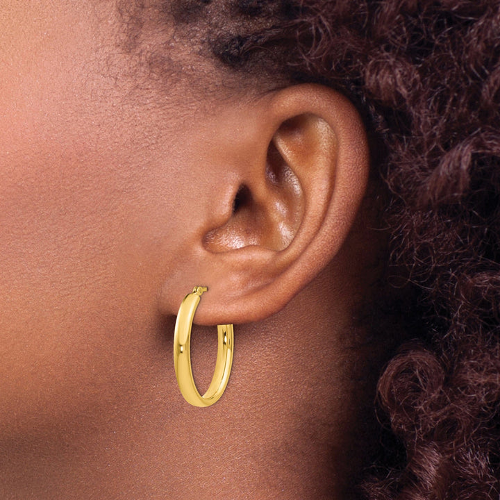 Silver Gold-plated Polished Oval Hoop Earrings