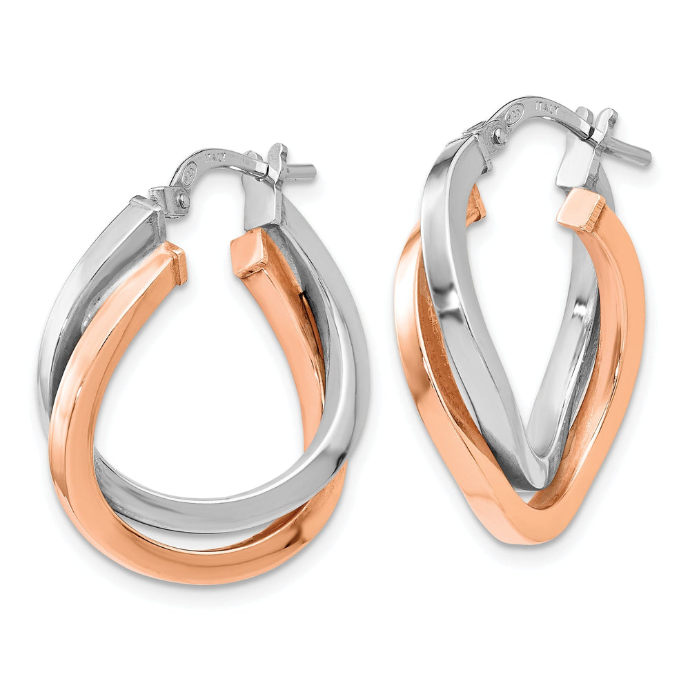 Silver Rose Gold-tone double Hoop Earrings