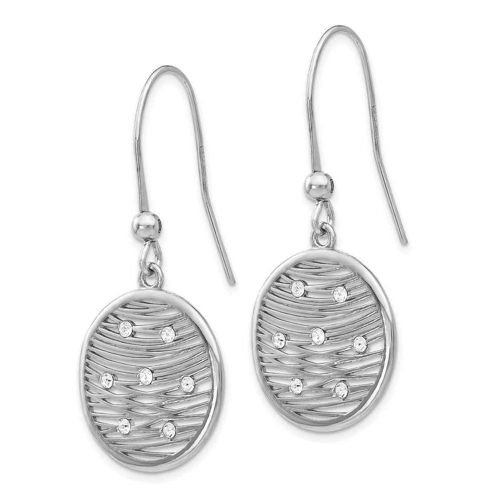 Silver Polished Preciosa Crystal Dangle Earrings