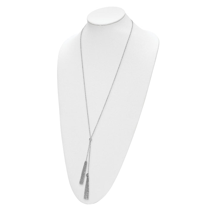 Silver Polished Adjustable Tassle Necklace