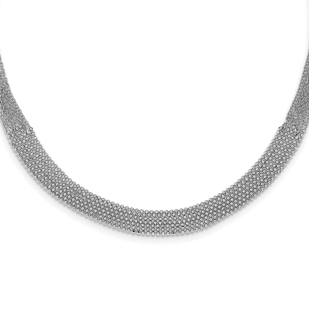 Silver Rhodium Polish MultiStrand Bead Necklace