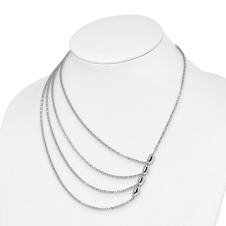 Silver Rhodium Polished MultiStrand Necklace