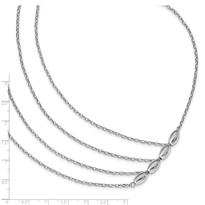 Silver Rhodium Polished MultiStrand Necklace