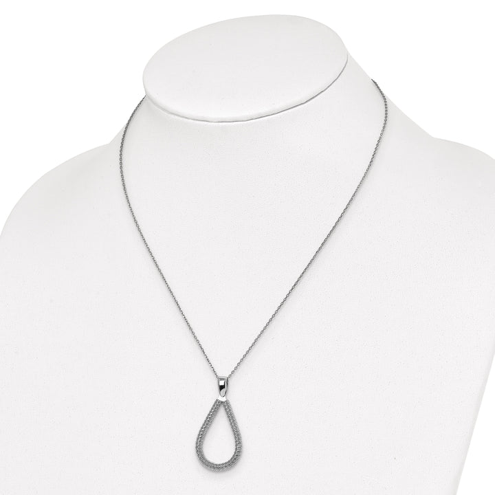 Sterling Silver Rhodium Teardrop Necklace