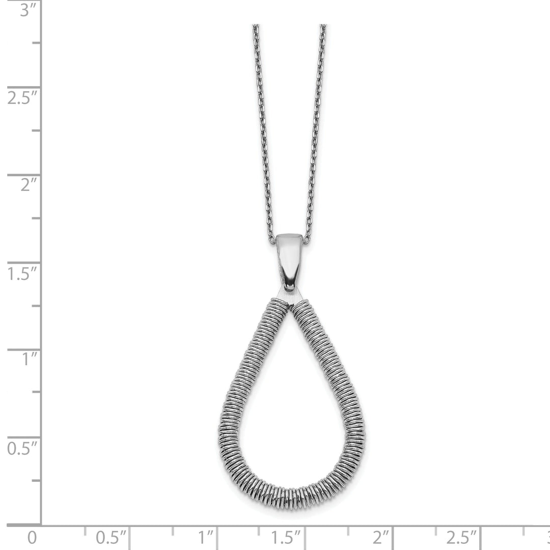 Sterling Silver Rhodium Teardrop Necklace