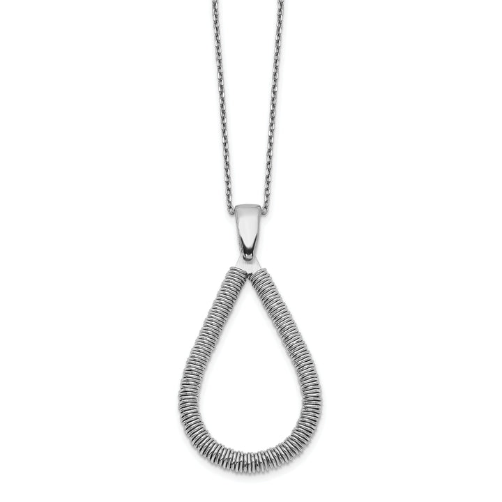 Sterling Silver Rhodium Teardrop Necklace